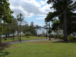 Standing on the verandah of Newstead House overlooking Brisbane River